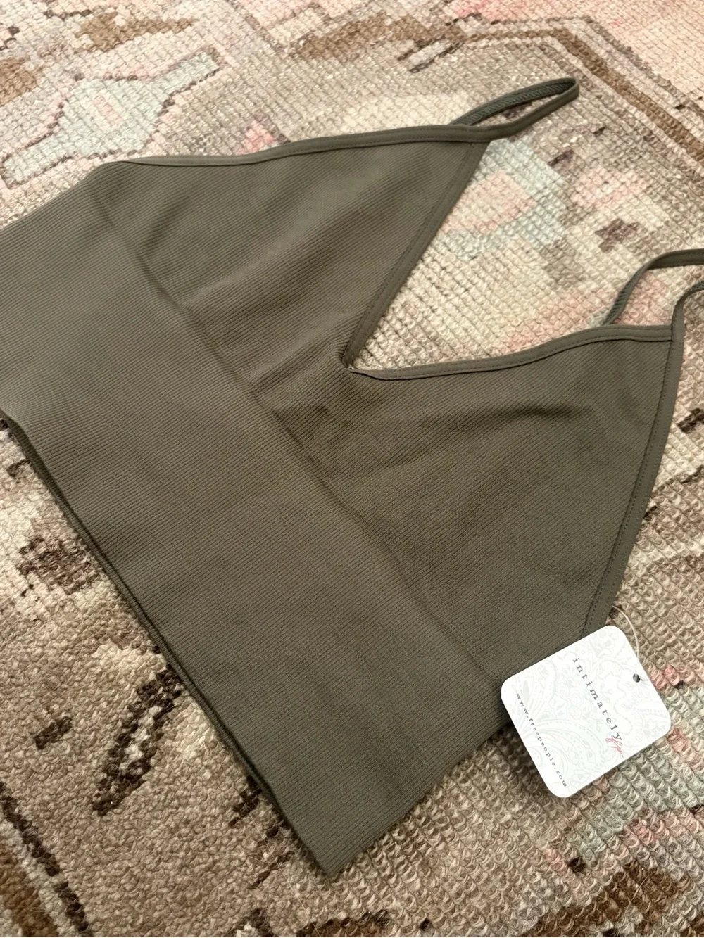NWT Intimately fp Ali Lowback Seamless Bra in Army size M-L